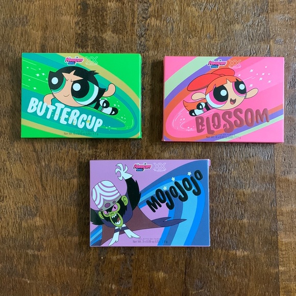 New Revolution x The Power Puff Girls Buttercup, Blossom, Mojo Jojo Palette Set